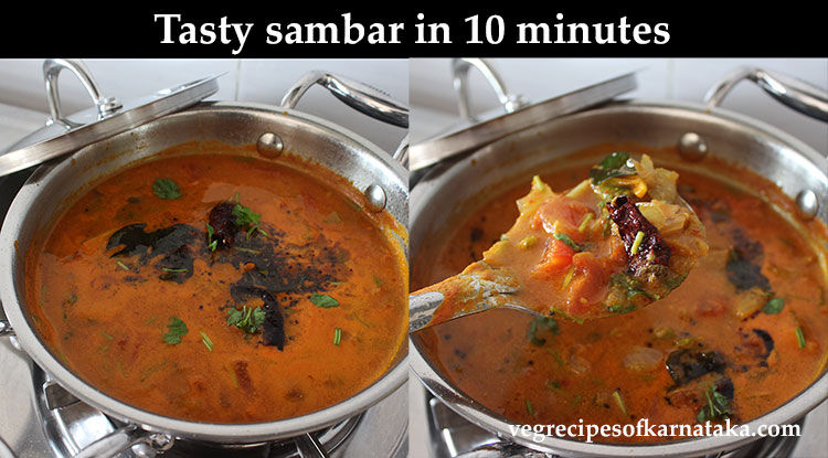 10 minute quick sambar recipe