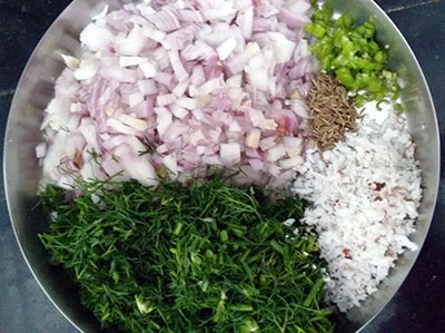 ingredients for sabsige soppu akki rotti or rice flour roti