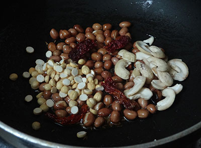 red chili, cashews and fried gram for avalakki mixture or snacks