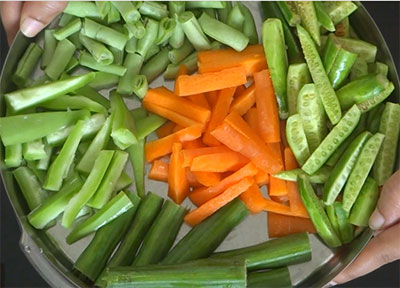 mixed vegetables for aviyal or avial
