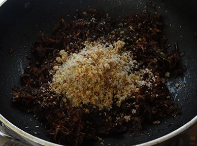 ground coconut for Baale hoo palya or banana flower stir fry