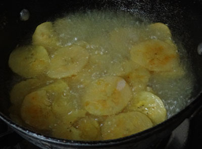 salted turmeric water for banana chips or balekai chips