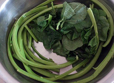 basale or malabar spinach leaves for basale sambar or huli or koddel