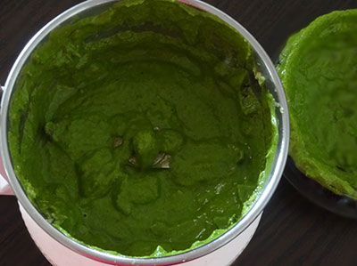 grinding for basale soppu thambli or malabar spinach tambli