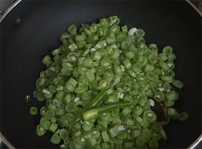 chopped beans for beans palya or stir fry