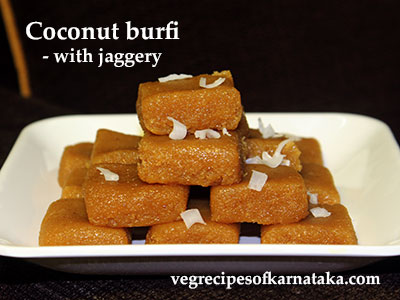 coconut jaggery burfi recipe