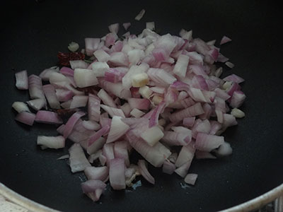 Chopped onion for bendekai palya or ladies finger stir fry