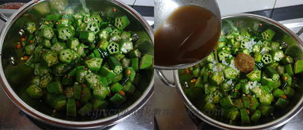 jaggery and tamarind for bendekayi palya or bhindi fry