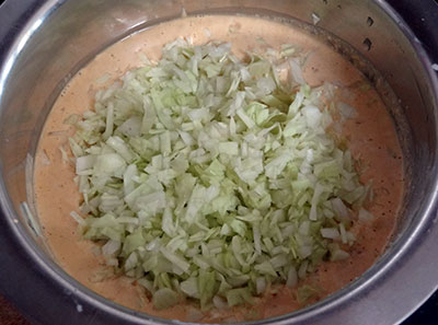 chopped cabbage for cabbage dosa or cabbage dose