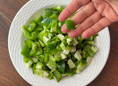 chopped capsicum for dappa menasu mosaru sasive or capsicum raita