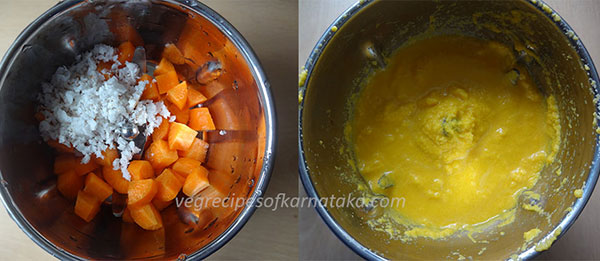 grinding carrot for carrot juice or milkshake