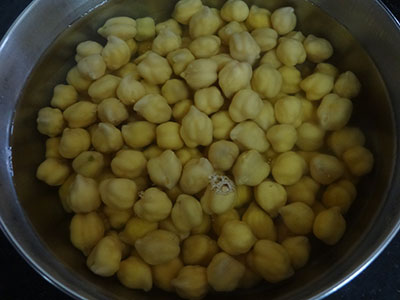 soaking white chickpeas for chana masala or chole masala