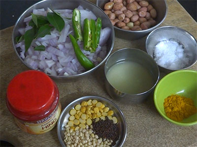 ingredients for chitranna or lemon rice