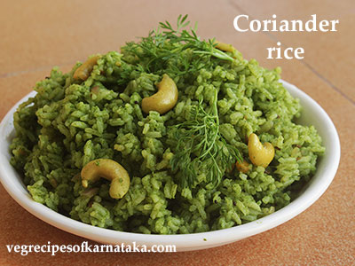coriander leaves rice recipe