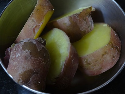 cooked sweet potato for genasina sasive or sweet potato raita