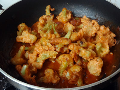 add in fried gobi for gobi manchurian