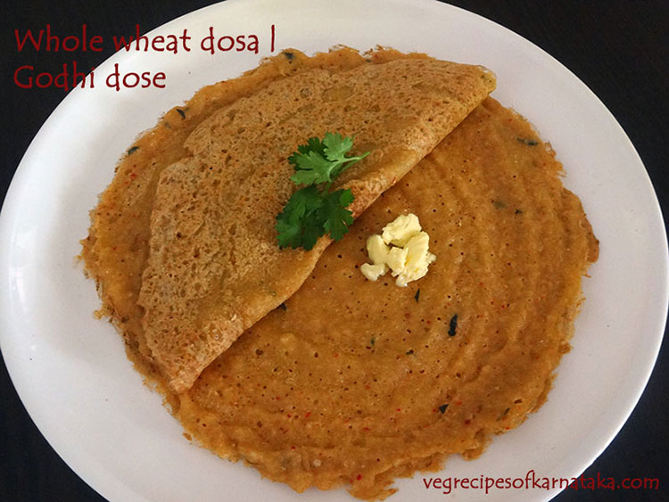 godhi dose recipe, how to make whole wheat dosa