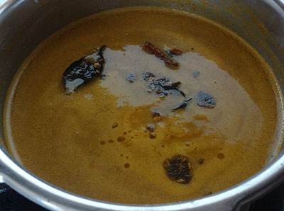 tempering for halasina beejada saaru or jackfruit seeds rasam