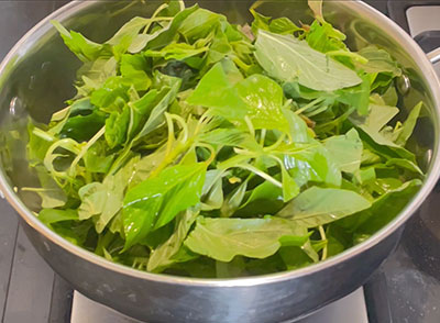 chopped leaves for harive soppina chutney or dantina soppu bajji