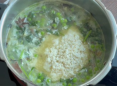 rice for hasi batani pulav recipe or green peas or matar pulao