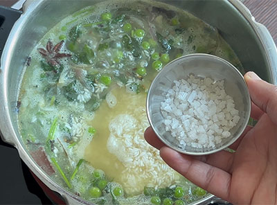 salt for hasi batani pulav recipe or green peas or matar pulao