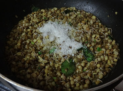 grated coconut for hesaru kaalu usli or green gram sundal