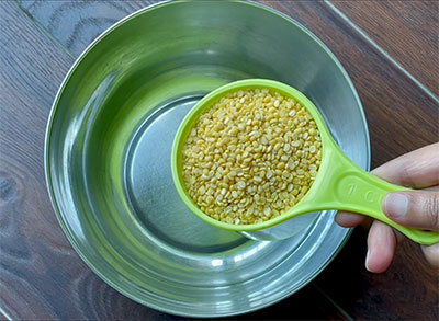 Soak green gram dal for mung dal dosa or hesaru bele dose