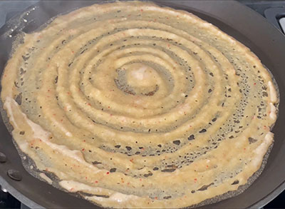 making mung dal dosa or hesaru bele dose