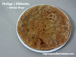kayi holige or obbattu with wheat flour recipe