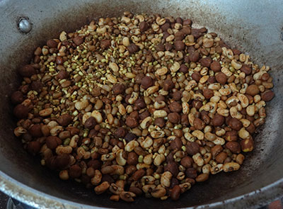 frying lentils or legumes for hurigalu or hurgaalu or hurigaalu