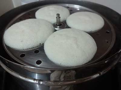 steaming for 10 minutes for soft idli