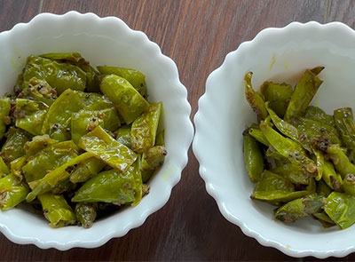 fried green chillies for Ingu menasu recipe or green chilli side dish