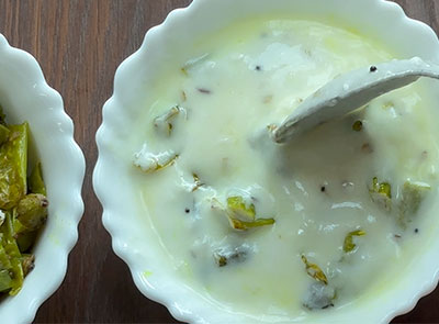 curd for Ingu menasu recipe or green chilli side dish