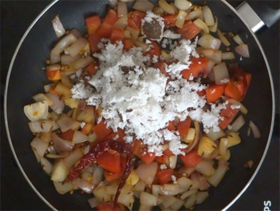 coconut for kadlekalu saru or kadle kaalu sambar