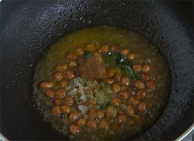 jaggery, salt and tamarind for curry leaves rice or karibevu soppina ricebath