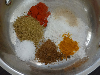 spice powders for kesuvina gadde palya or arbi stir fry