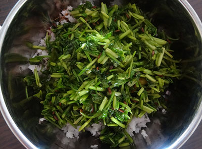 coconut for kothambari soppu thambli or coriander leaves tambli