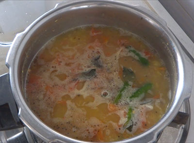 boiling nimbe hannu saaru or lemon rasam