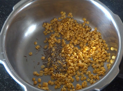 rinsed toor dal for nimbe hannu saaru or lemon rasam