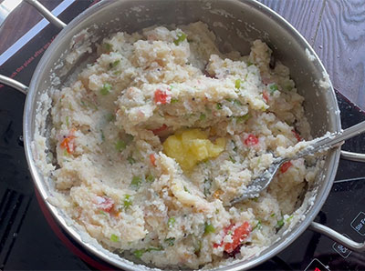 coconut and coriander leaves for majjige uppittu or buttermilk upma