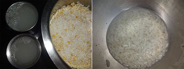 soaking beaten rice for masala dosa or masale dose