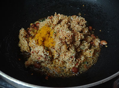 ground masala and turmeric powder for mavinakayi chitranna or mango rice