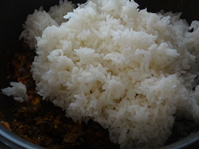 cooked rice for menthe soppu rice bath or methi rice