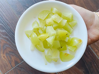 chopped gooseberry for nellikai tambli or amla tambuli recipe