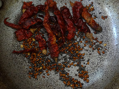 roasted spices for nellikai thokku or amla thokku