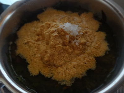 salt and masala for palak sambar