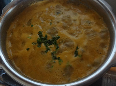 boiling palak sambar