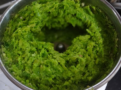 grinding green peas for green peas paratha or matar parata