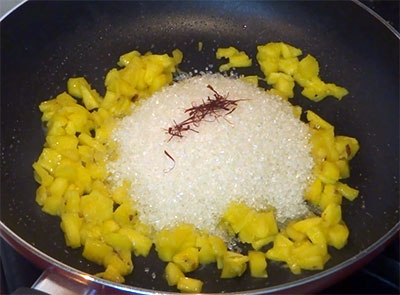 sugar and saffron for pineapple kesari bath