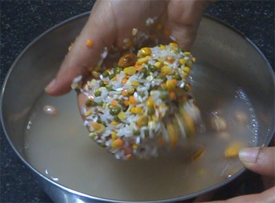 rinsing rice and dals for dal dosa or protein rich breakfast